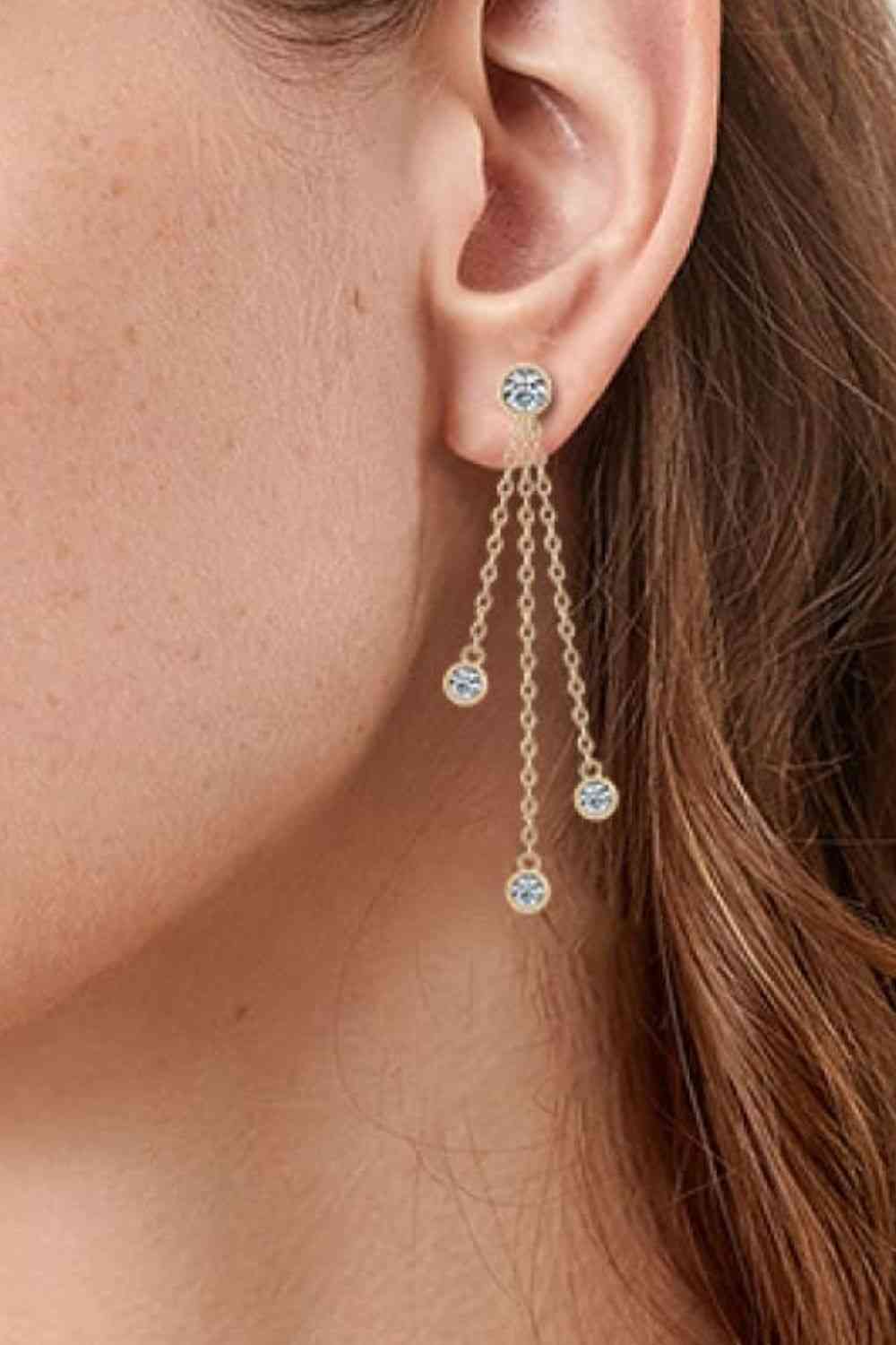 1.2 Carat Moissanite Layered Chain Earrings-Bijou Crush