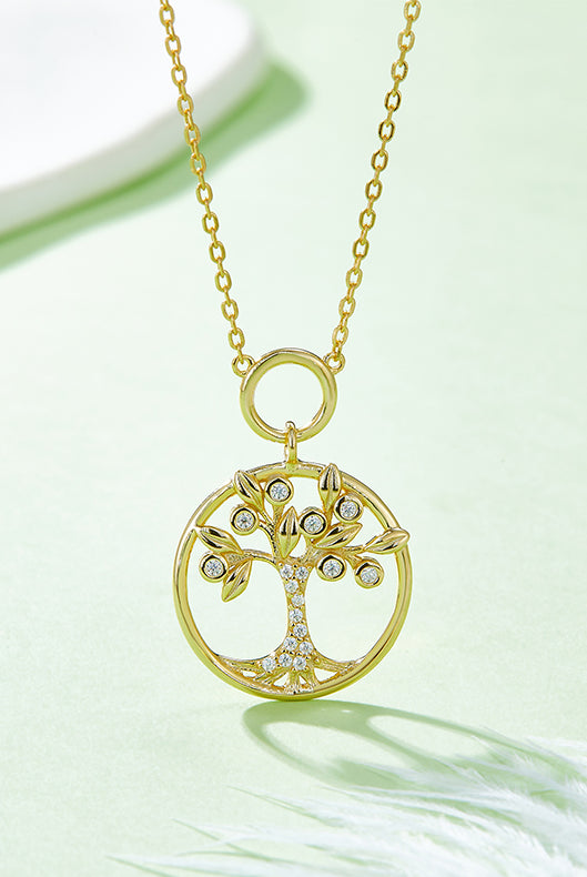 Moissanite 925 Sterling Silver Tree Of Life Pendant Necklace-Bijou Crush