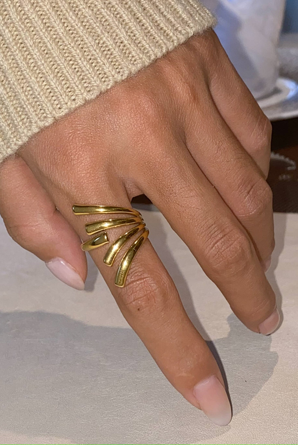 18K Gold-Plated Stainless Steel Irregular Open Ring-Bijou Crush