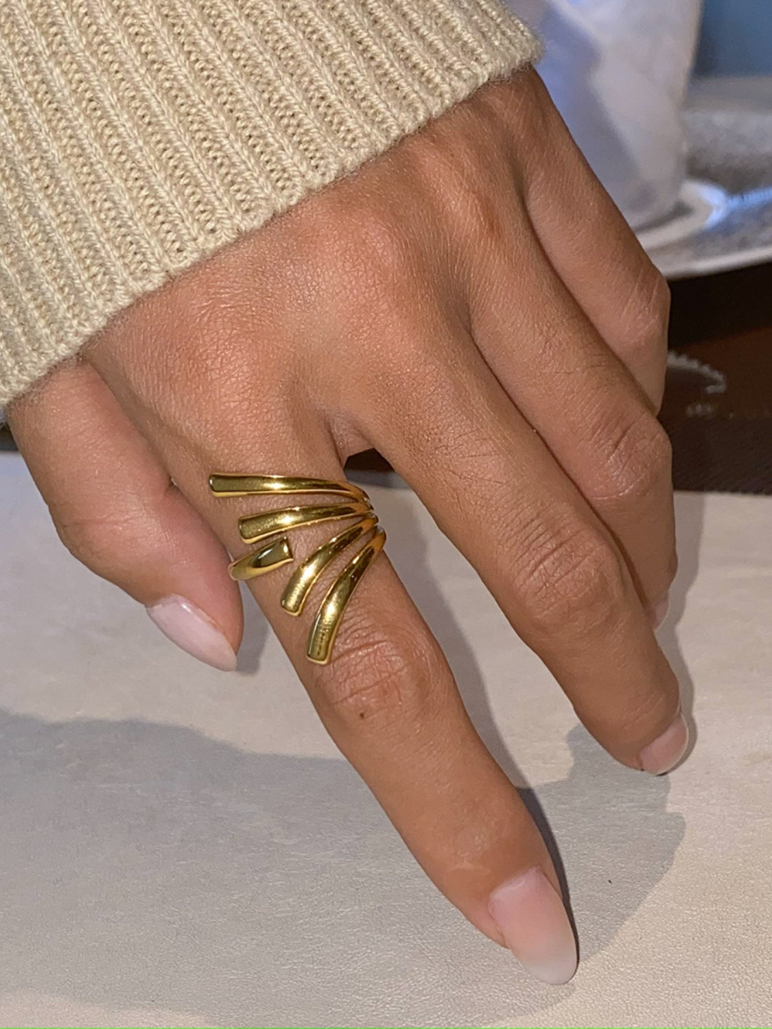 18K Gold-Plated Stainless Steel Irregular Open Ring-Bijou Crush