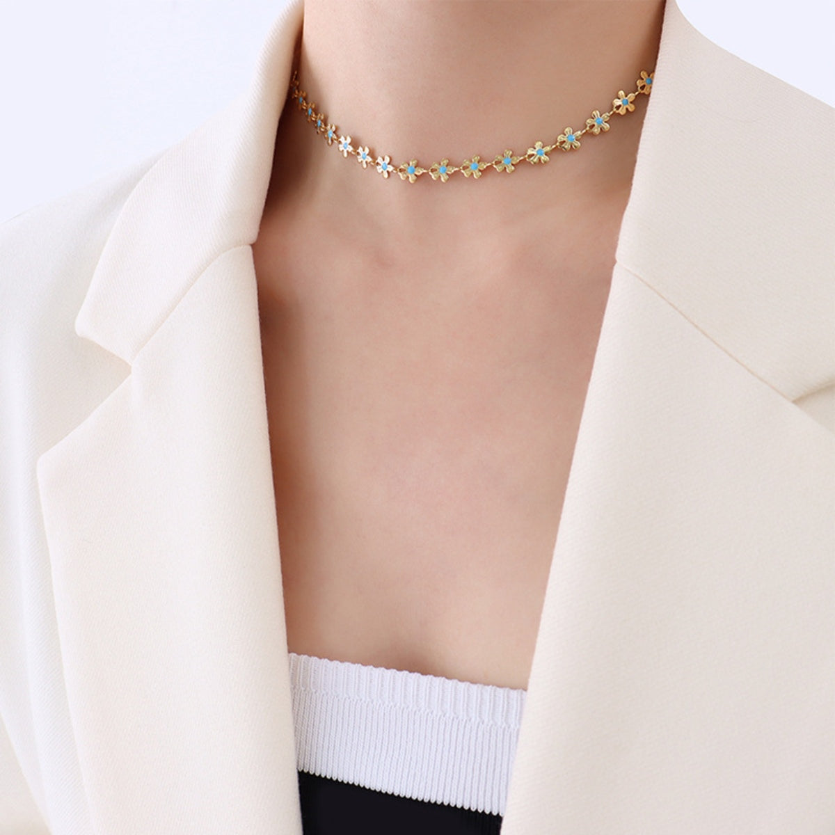 Titanium Steel Drip Oil Flower Necklace-Bijou Crush