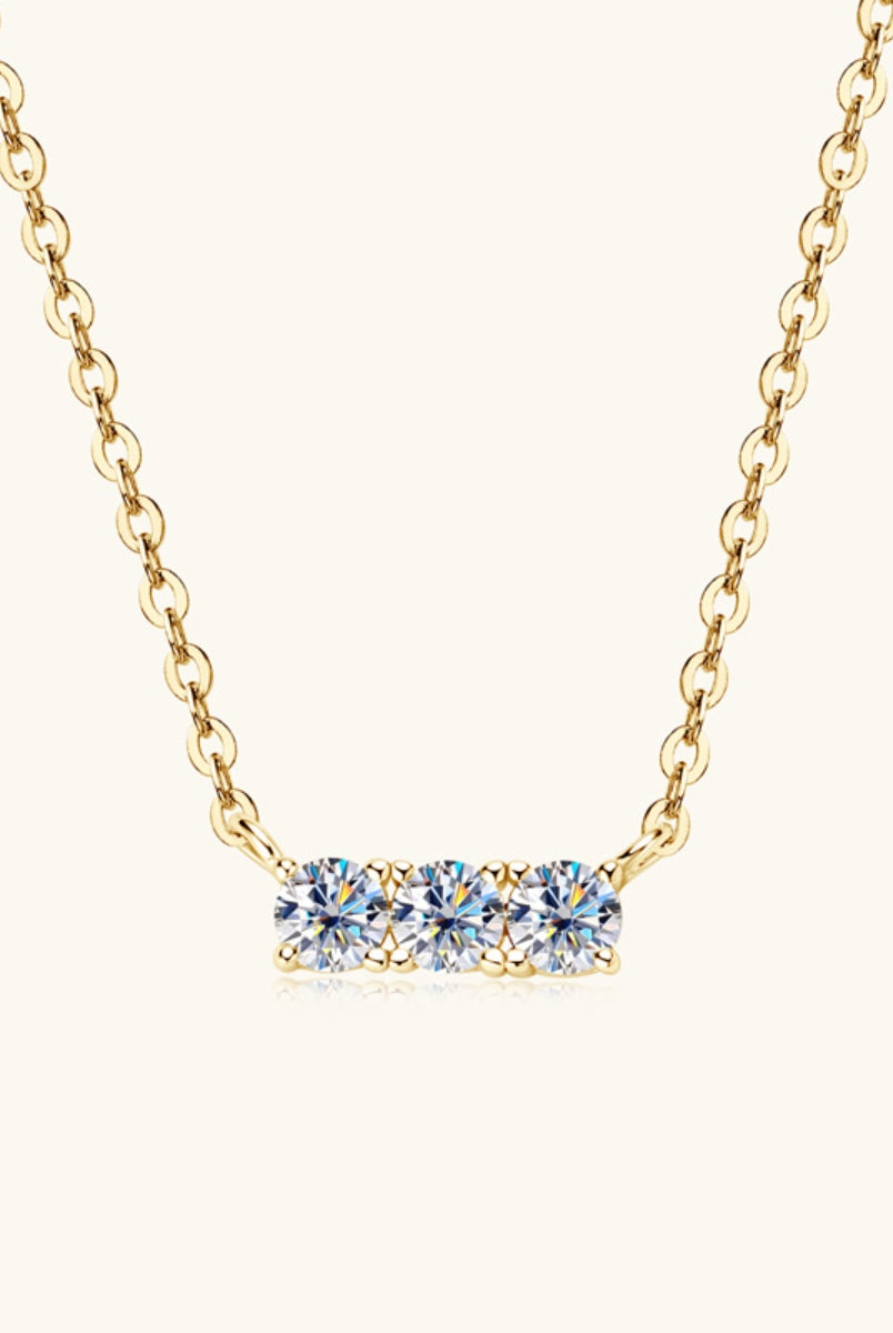 925 Sterling Silver Inlaid Moissanite Bar Necklace-Bijou Crush