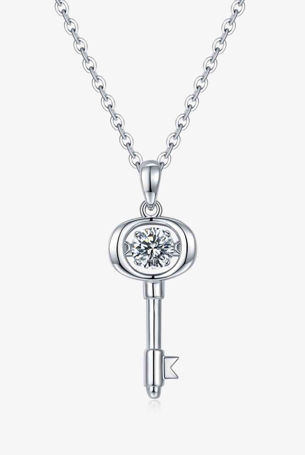 Adored Moissanite Key Pendant Necklace-Bijou Crush