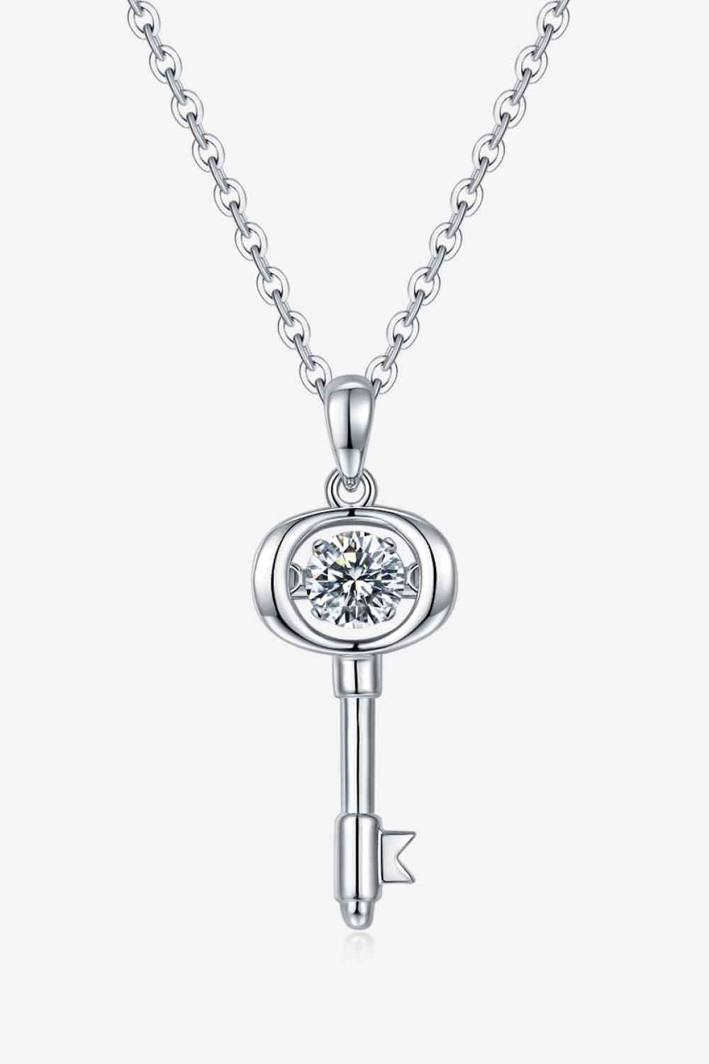 Adored Moissanite Key Pendant Necklace-Bijou Crush