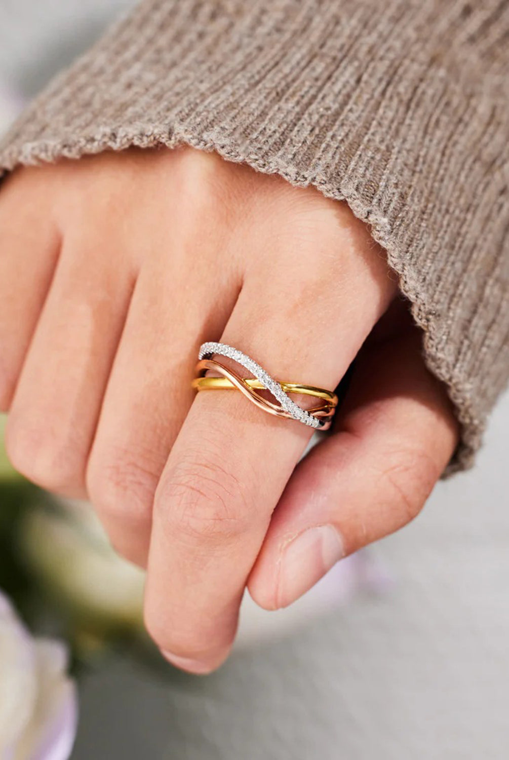 Crisscross Gold-Plated 925 Sterling Silver Ring-Bijou Crush