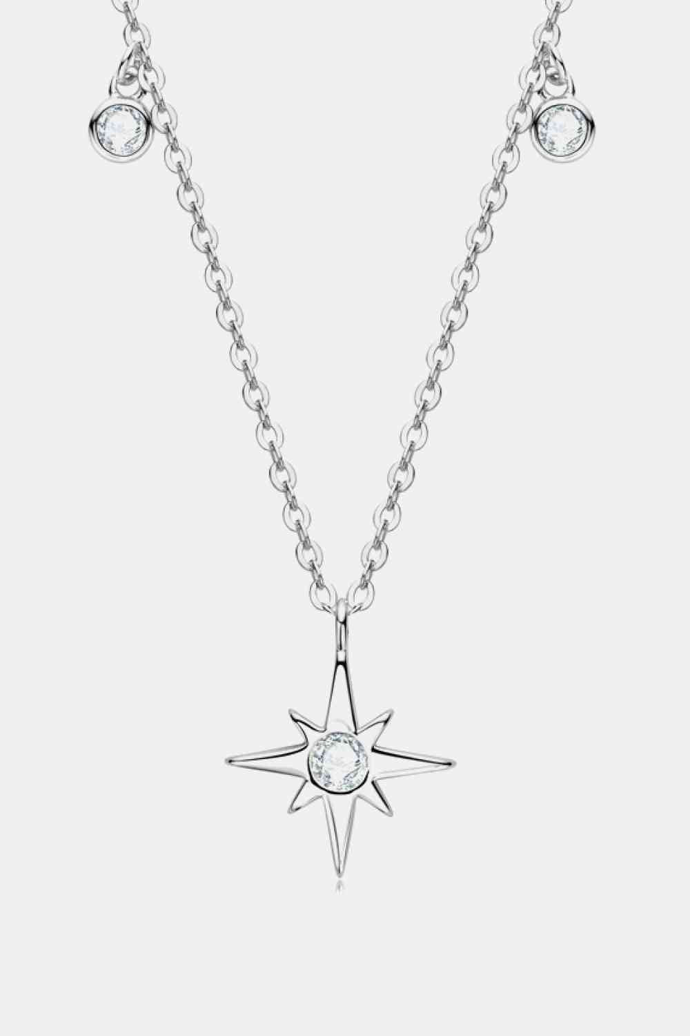 Moissanite North Star Pendant 925 Sterling Silver Necklace-Bijou Crush