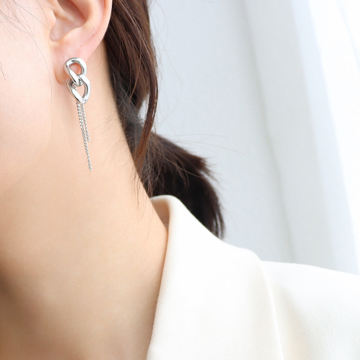 Titanium Steel Chain Shape Earrings-Bijou Crush