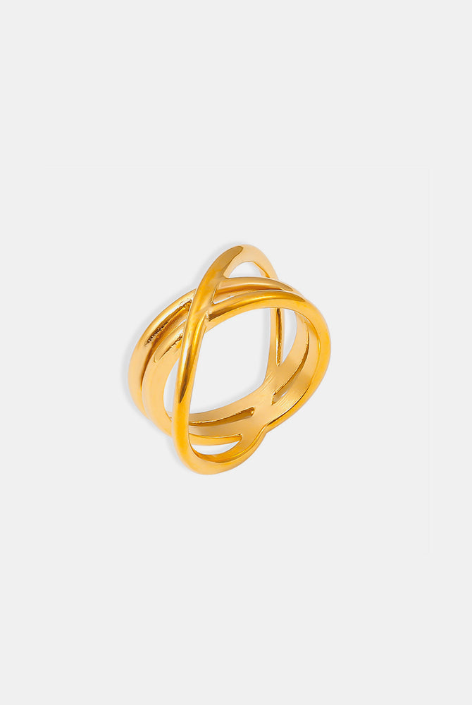 18K Gold-Plated Crisscross Ring-Bijou Crush