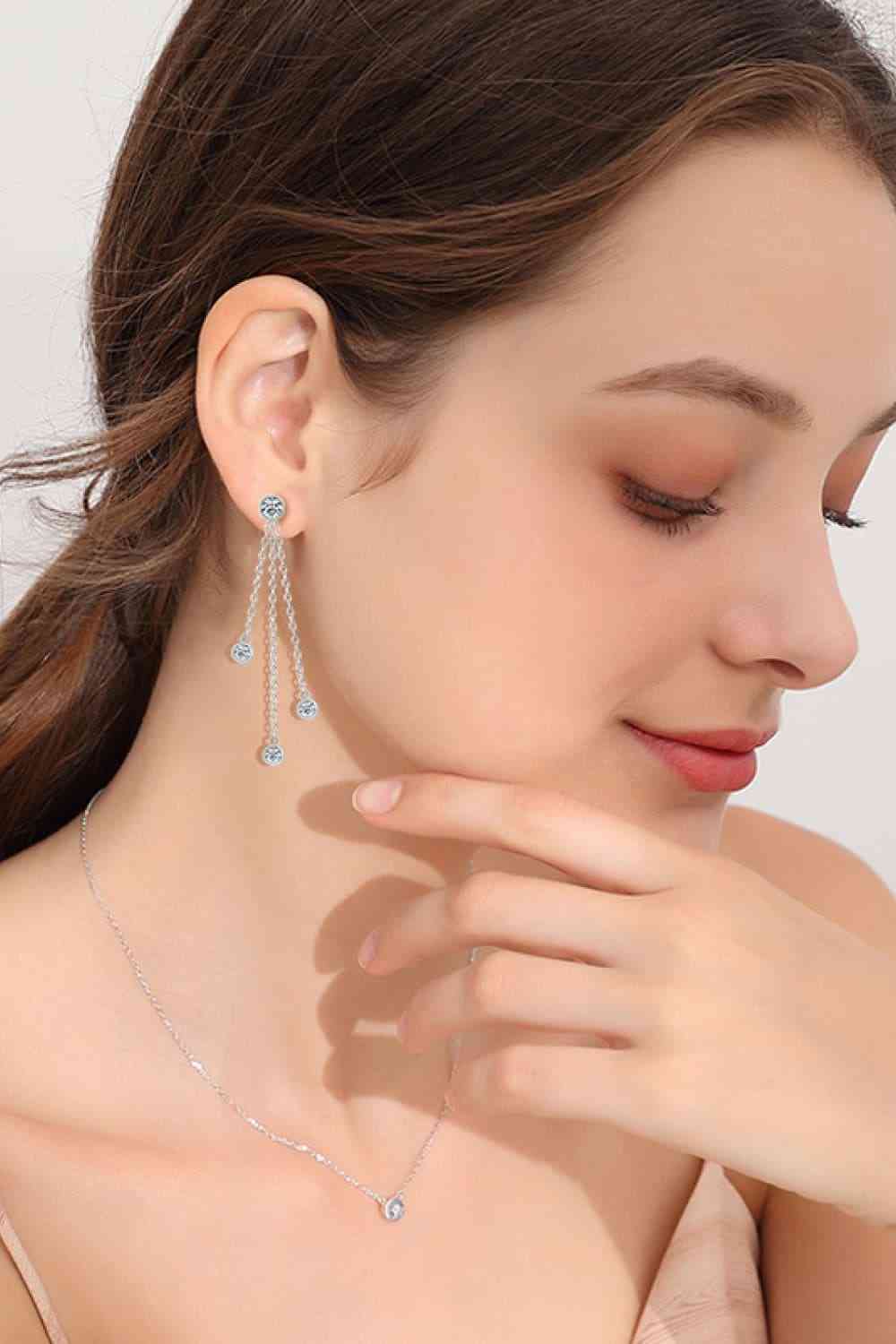 1.2 Carat Moissanite Layered Chain Earrings-Bijou Crush