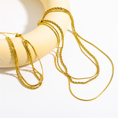 18K Gold-Plated Titanium Steel Three-Layered Necklace-Bijou Crush