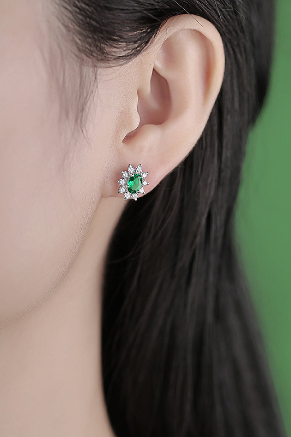 1 Carat Lab-Grown Emerald Stud Earrings-Bijou Crush