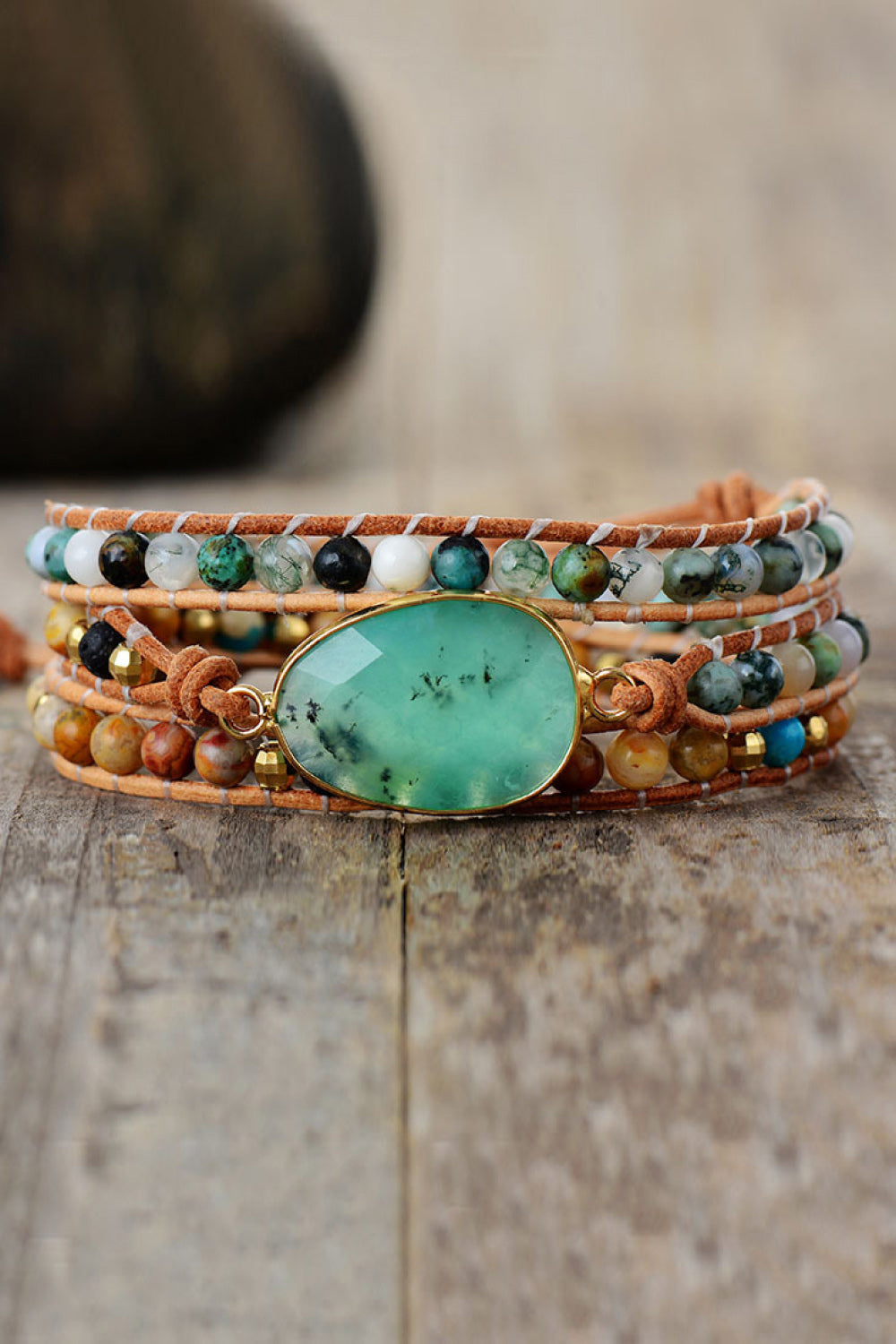 Natural Stone & Agate Layered Bracelet-Bijou Crush