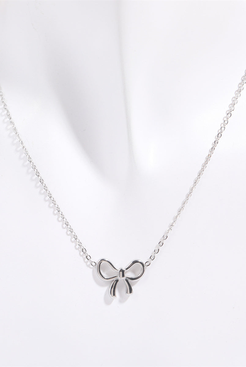 Bow Pendant Necklace - Titanium Steel Vibes-Bijou Crush