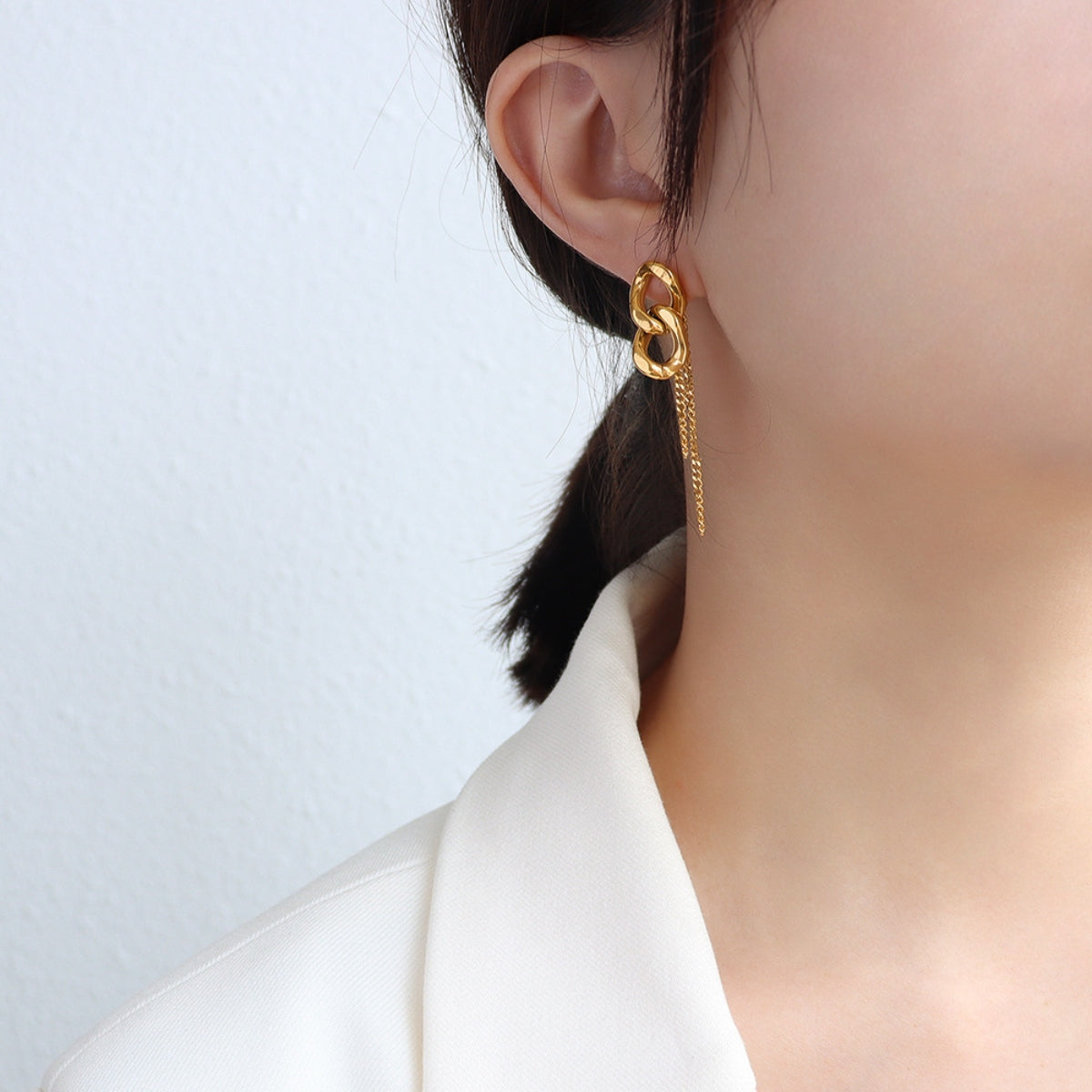 Titanium Steel Chain Shape Earrings-Bijou Crush
