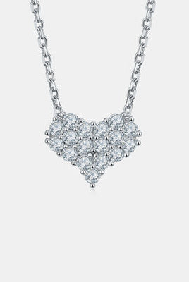Moissanite 925 Sterling Silver Heart Necklace-Bijou Crush