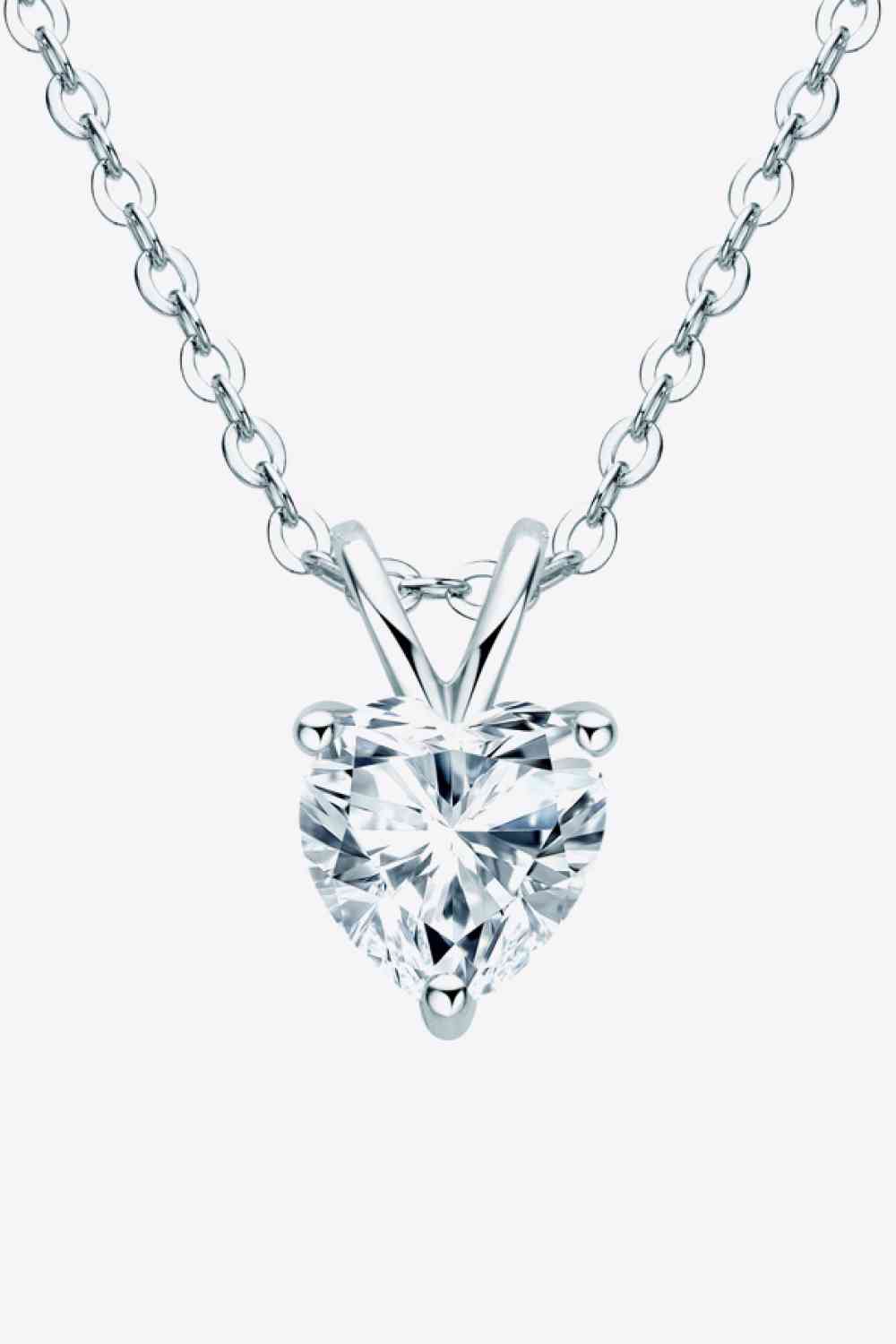 1 Carat Moissanite Heart-Shaped Pendant Necklace-Bijou Crush
