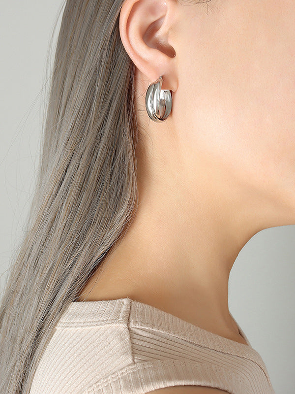 18K Gold-Plated Titanium Steel Huggie Earrings-Bijou Crush