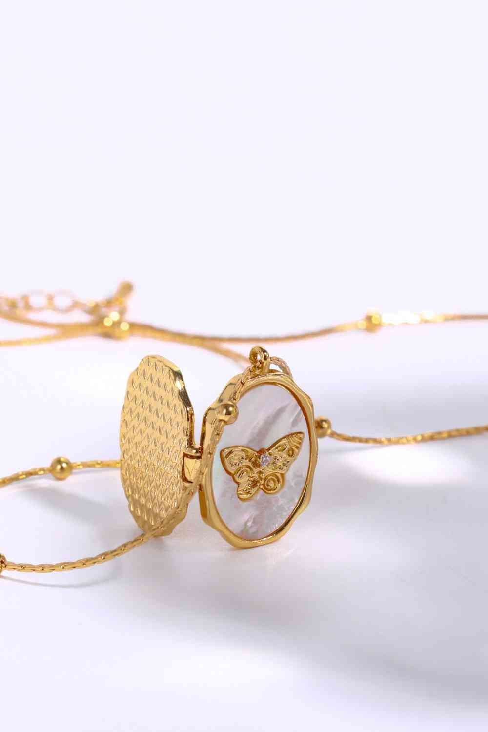 Butterfly Shell Pendant Copper Necklace-Bijou Crush