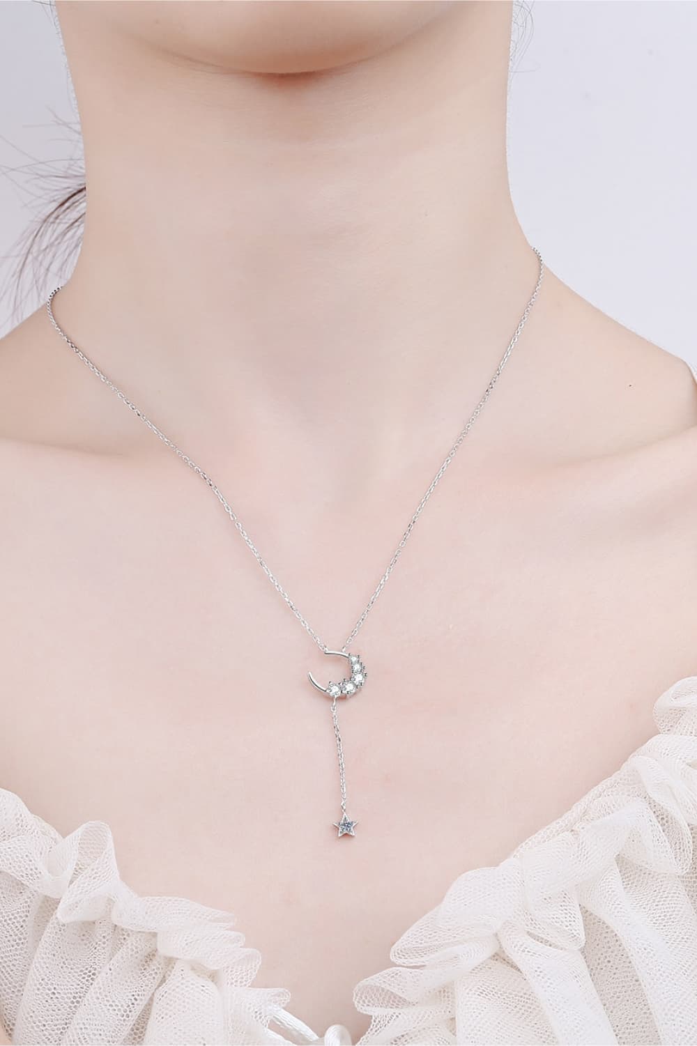 Star & Moon Moissanite Necklace-Bijou Crush