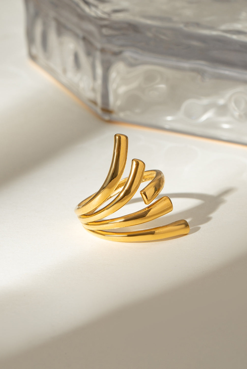 18K Gold-Plated Stainless Steel Irregular Open Ring-Bijou Crush