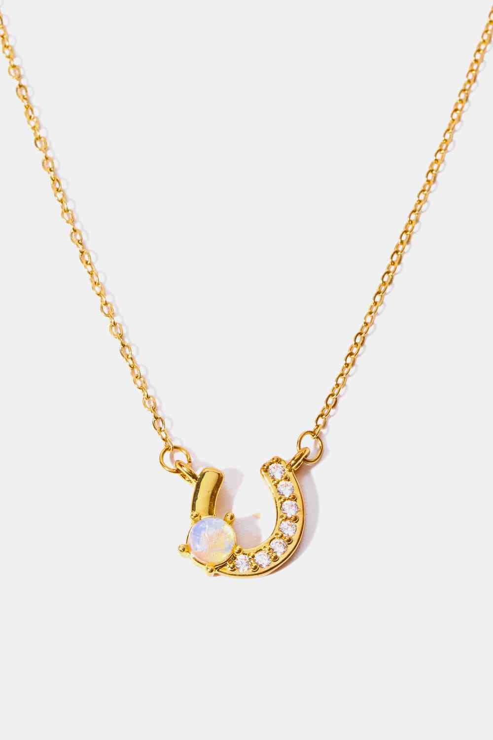 Horseshoe Shape Copper 14K Gold Plated Pendant Necklace-Bijou Crush