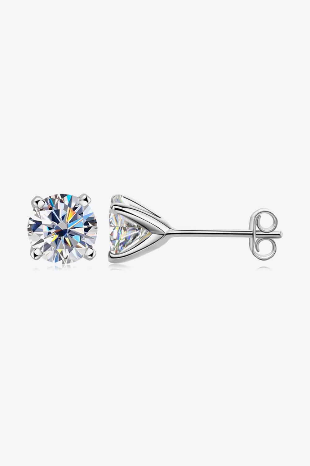 1-Carat Moissanite Stud Earrings in 925 Sterling Silver with 4-Prong Setting-Bijou Crush
