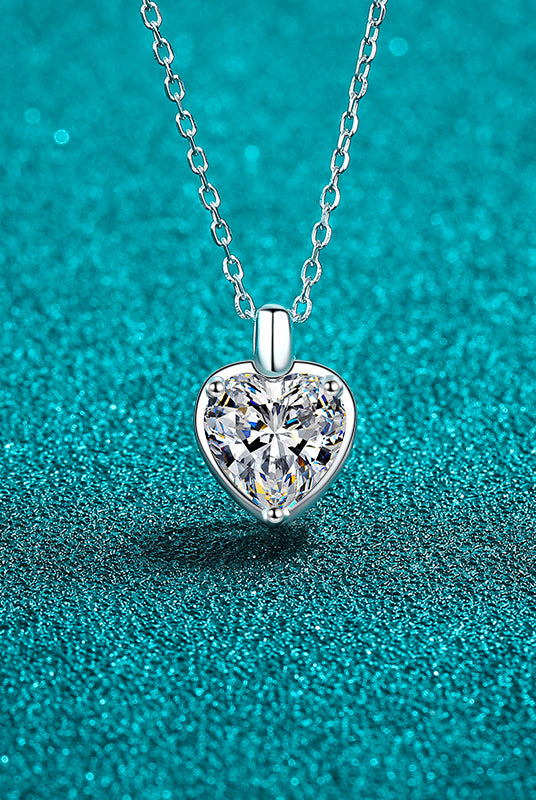 2 Carat Moissanite 925 Sterling Silver Heart Shape Necklace-Bijou Crush