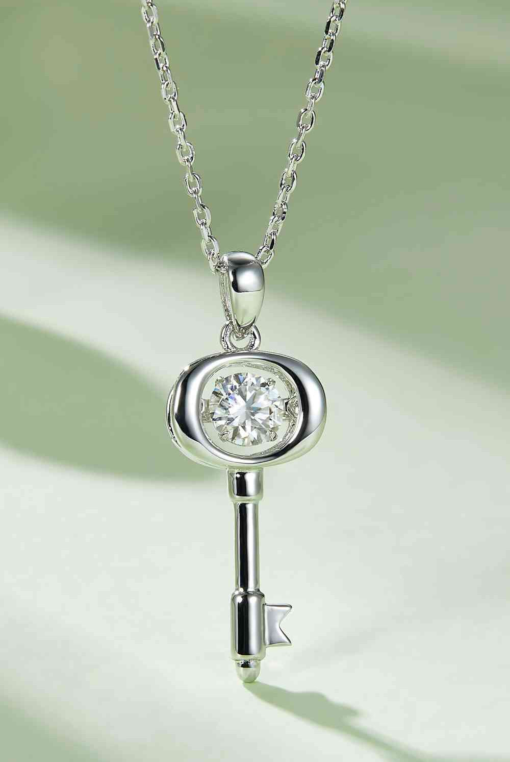 Adored Moissanite Key Pendant Necklace-Bijou Crush