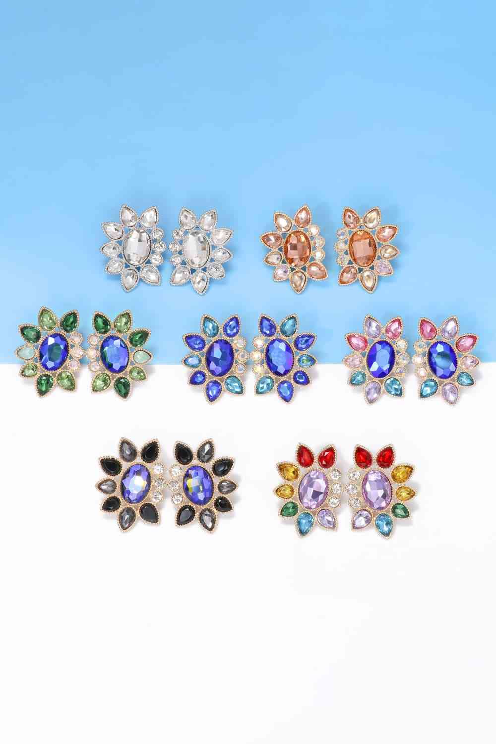 Geometrical Shape Glass Stone Dangle Earrings-Bijou Crush