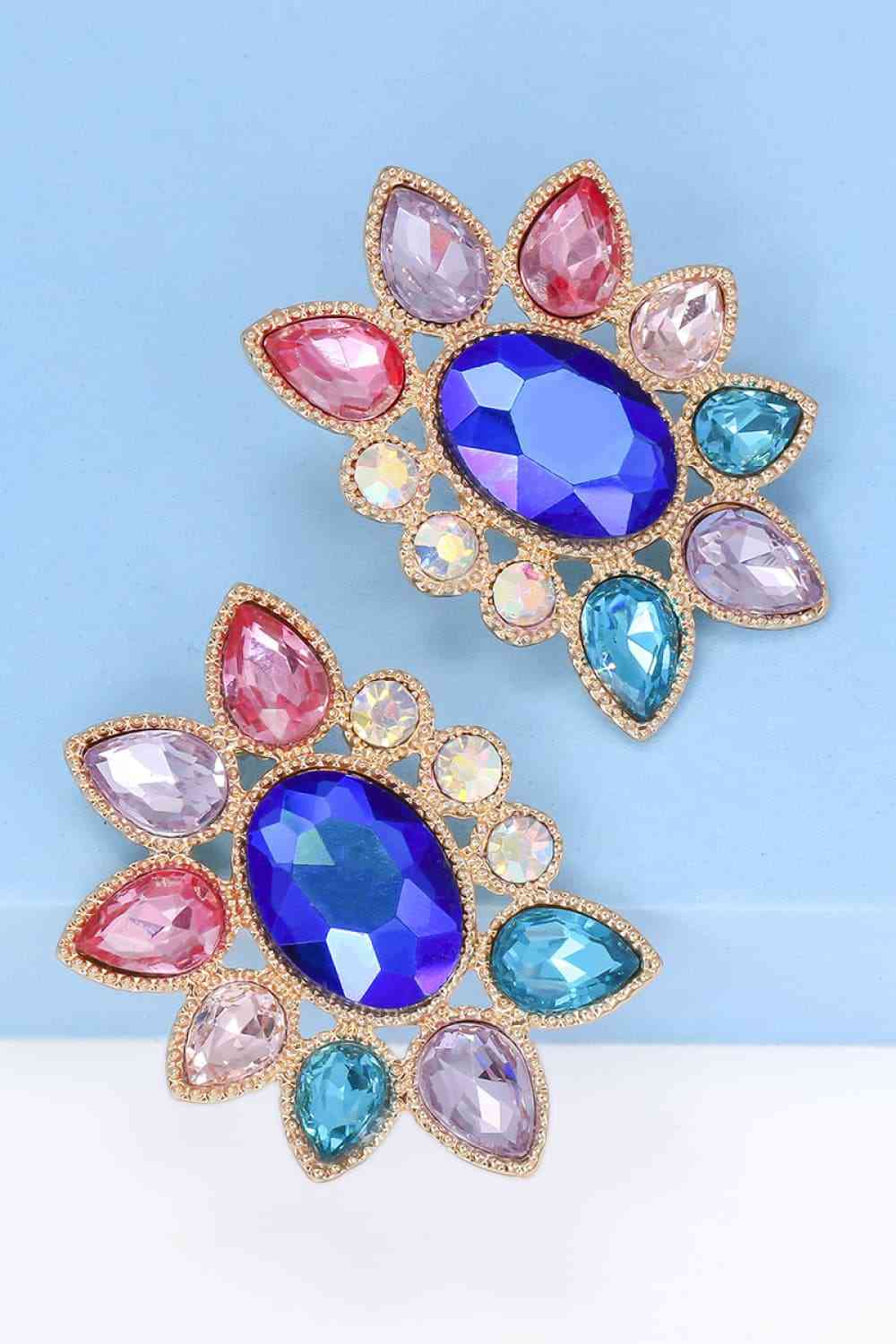 Geometrical Shape Glass Stone Dangle Earrings-Bijou Crush