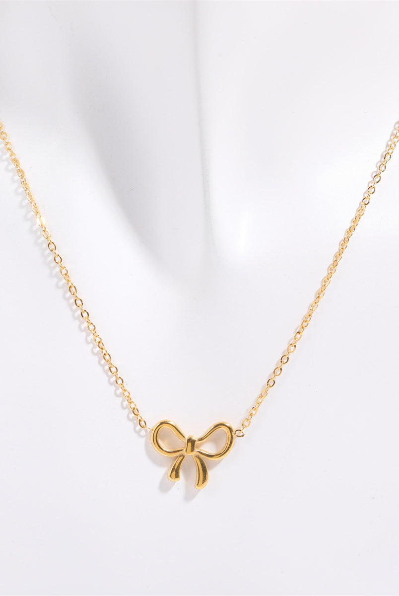 Bow Pendant Necklace - Titanium Steel Vibes-Bijou Crush