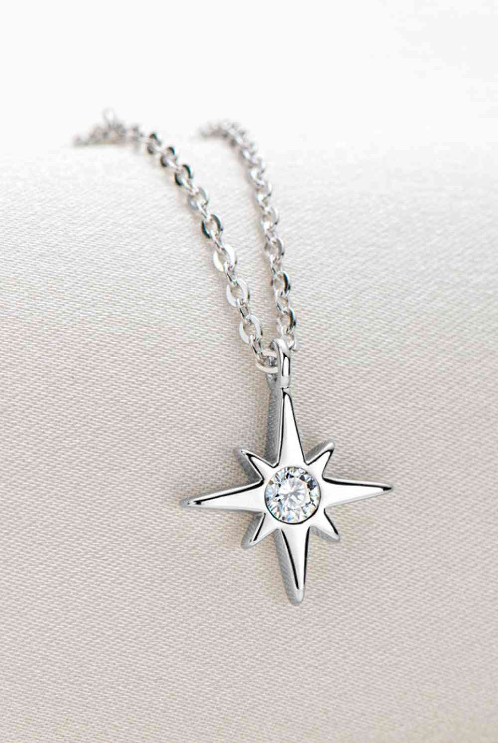 Moissanite North Star Pendant 925 Sterling Silver Necklace-Bijou Crush