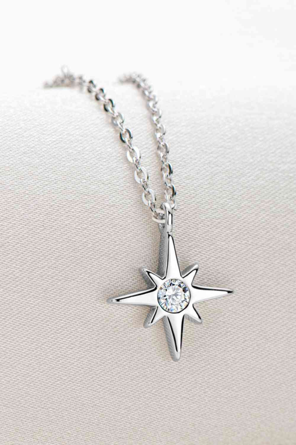 Moissanite North Star Pendant 925 Sterling Silver Necklace-Bijou Crush