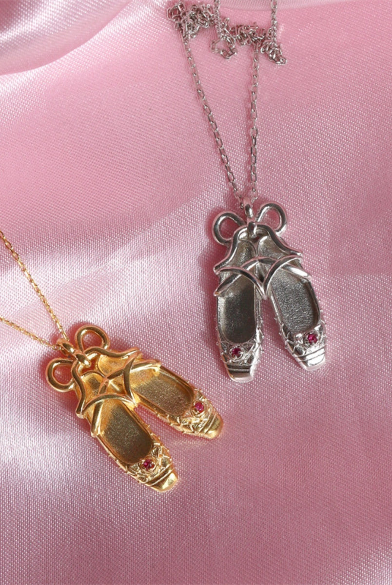Copper Ballet Shoe Pendant Necklace-Bijou Crush