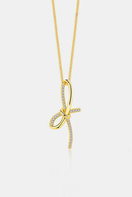 Zircon Bow Pendant Necklace-Bijou Crush
