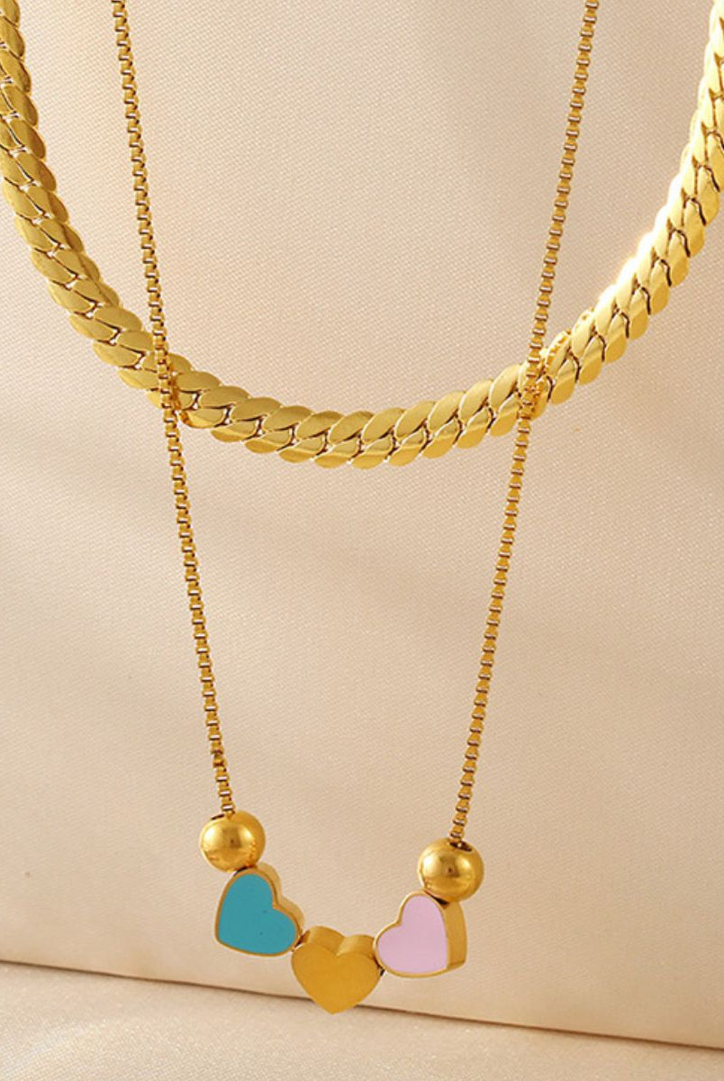 Double Layered Heart Necklace - 18K Gold-Plated-Bijou Crush