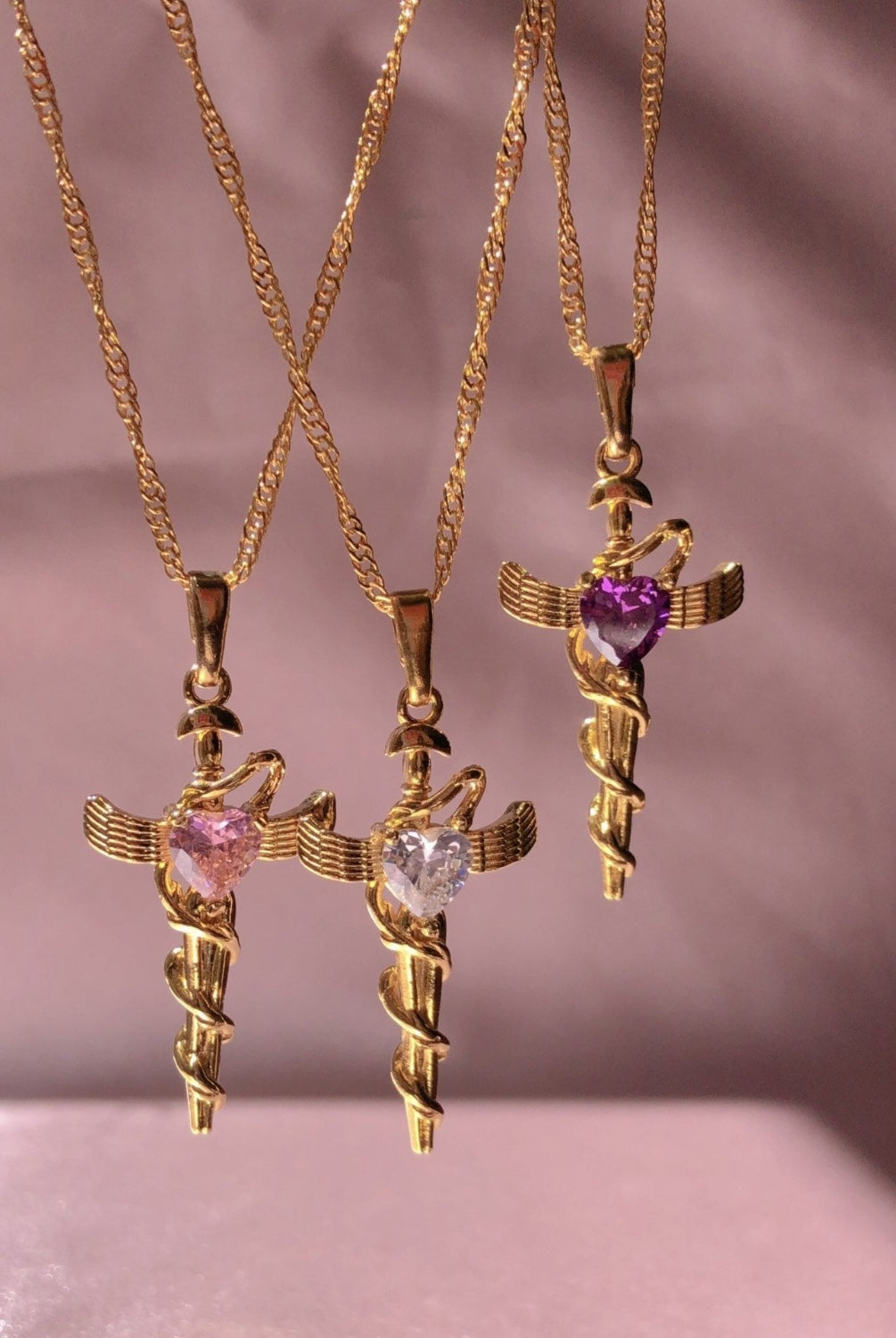 Copper Zircon Cross Pendant Necklace-Bijou Crush