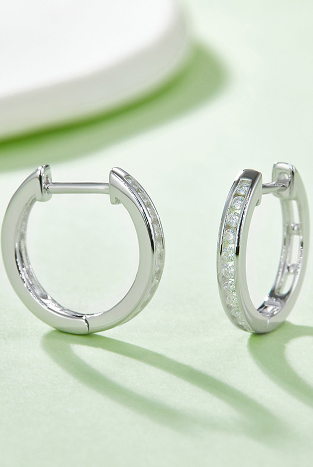 Moissanite 925 Sterling Silver Huggie Earrings-Bijou Crush