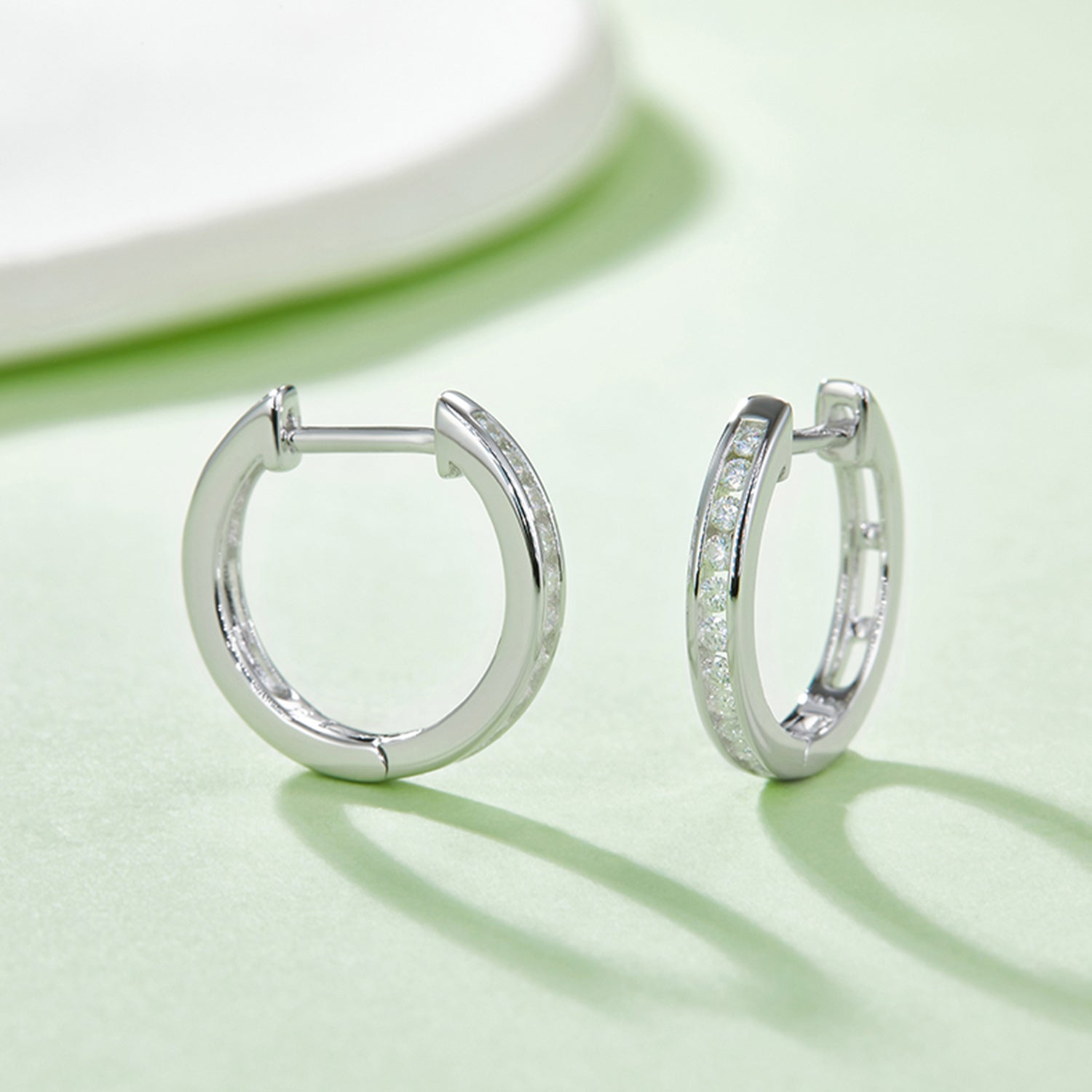 Moissanite 925 Sterling Silver Huggie Earrings-Bijou Crush