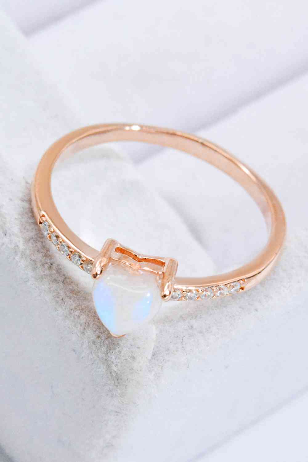 Natural Moonstone Heart 18K Rose Gold-Plated Ring-Bijou Crush