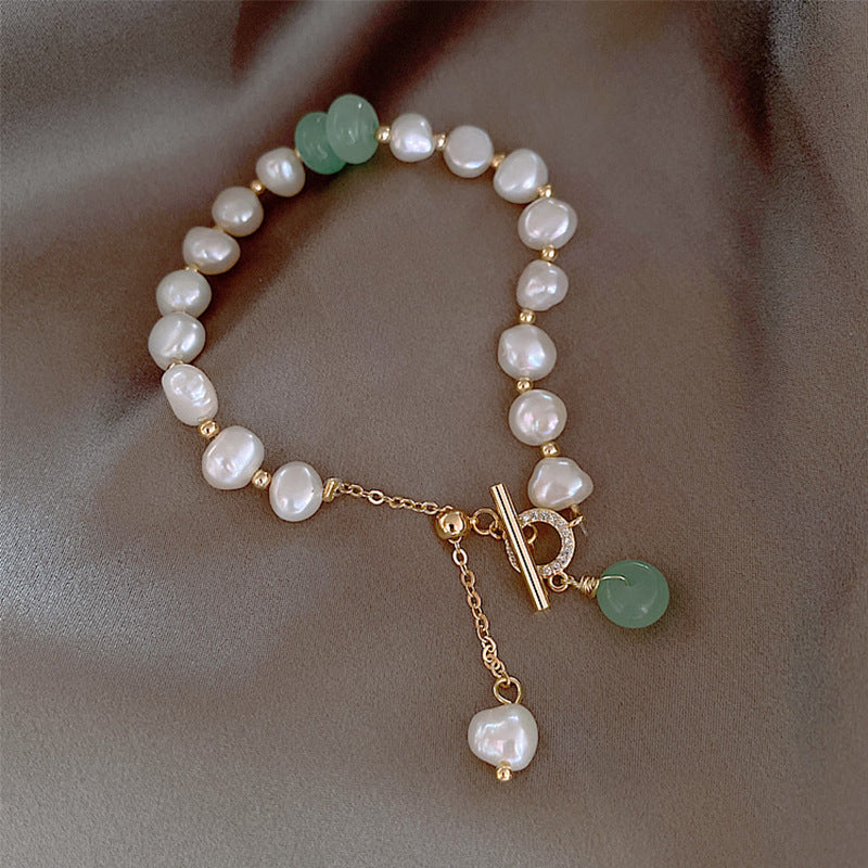 Pearl Green Stone Link Bracelet-Bijou Crush