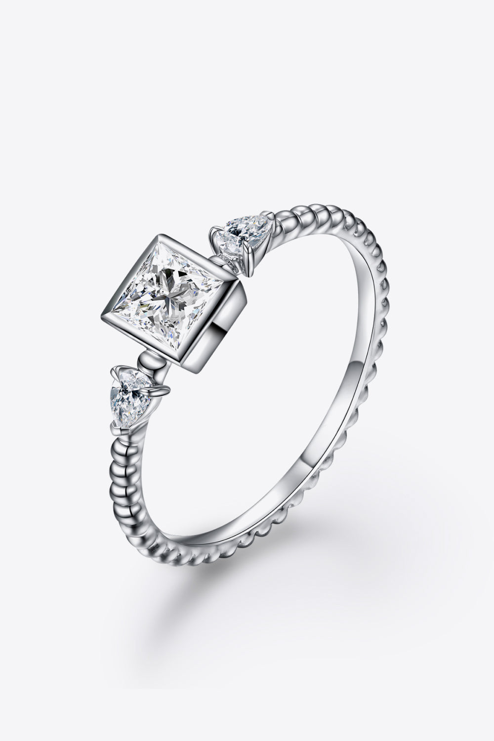 Moissanite Square Shape 925 Sterling Silver Ring-Bijou Crush