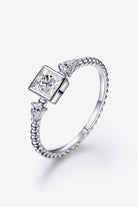 Moissanite Square Shape 925 Sterling Silver Ring-Bijou Crush