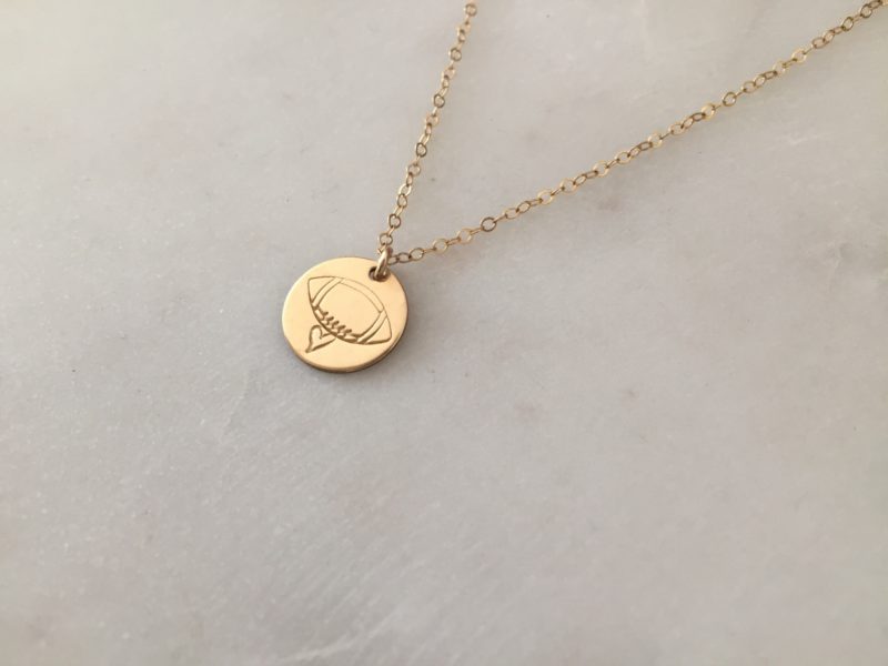 Football Charm Necklace – Hand Stamped-Bijou Crush