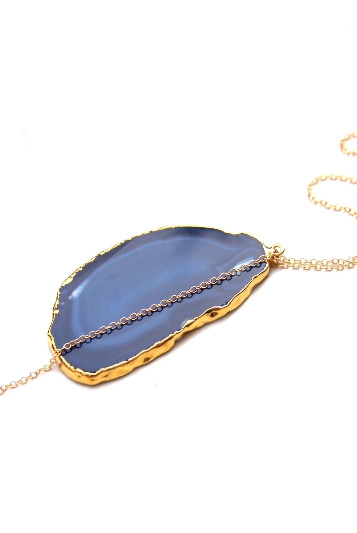 Gold Agate Necklace – Blue-Bijou Crush