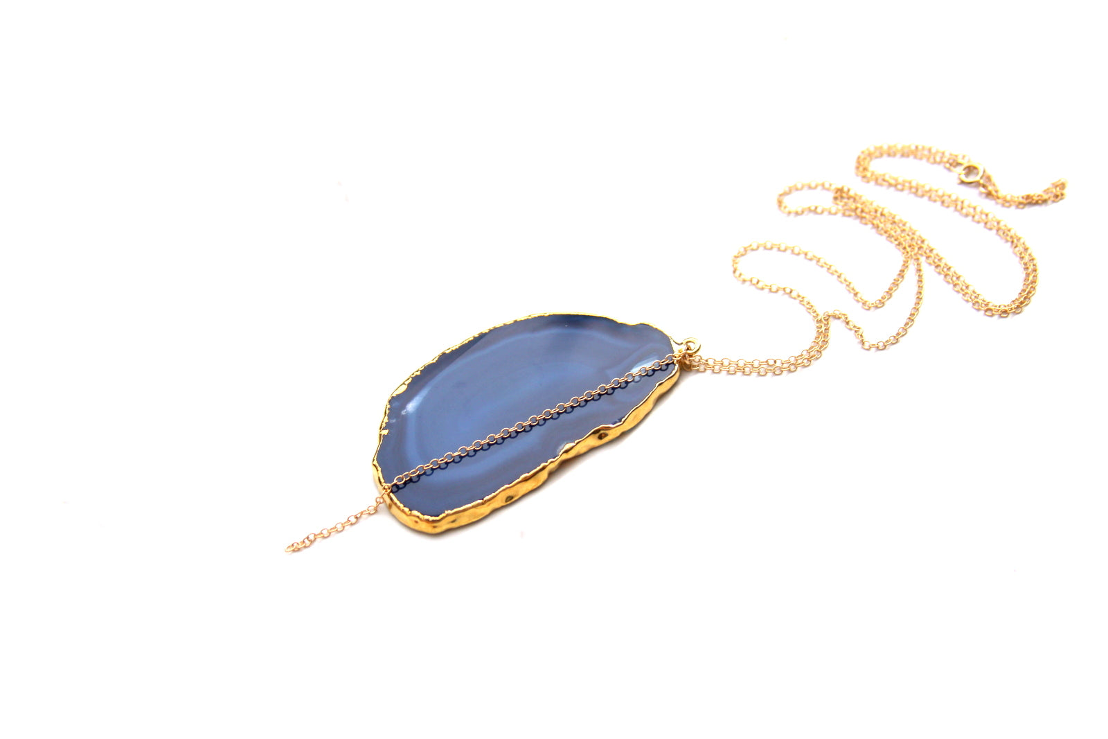 Gold Agate Necklace – Blue-Bijou Crush