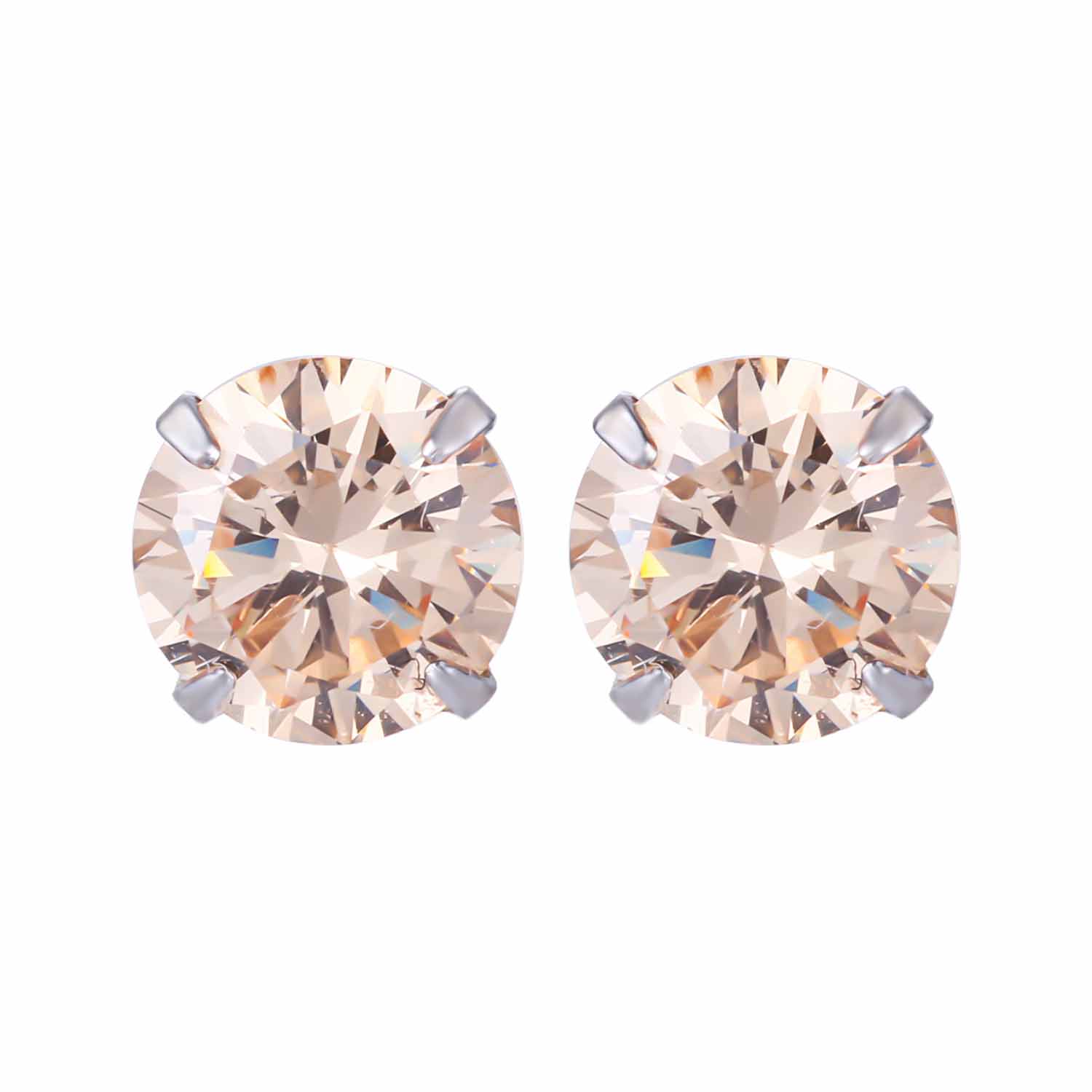 Simple CZ White 925 Sterling Silver Round Studs Earrings-Bijou Crush