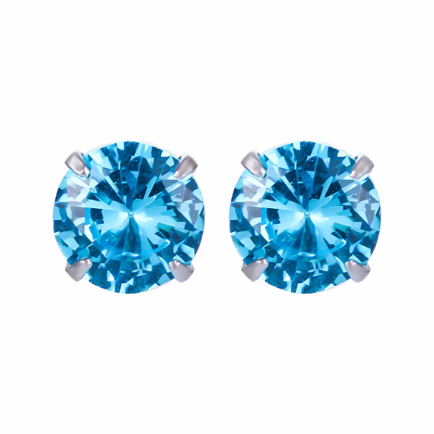 Simple CZ White 925 Sterling Silver Round Studs Earrings-Bijou Crush