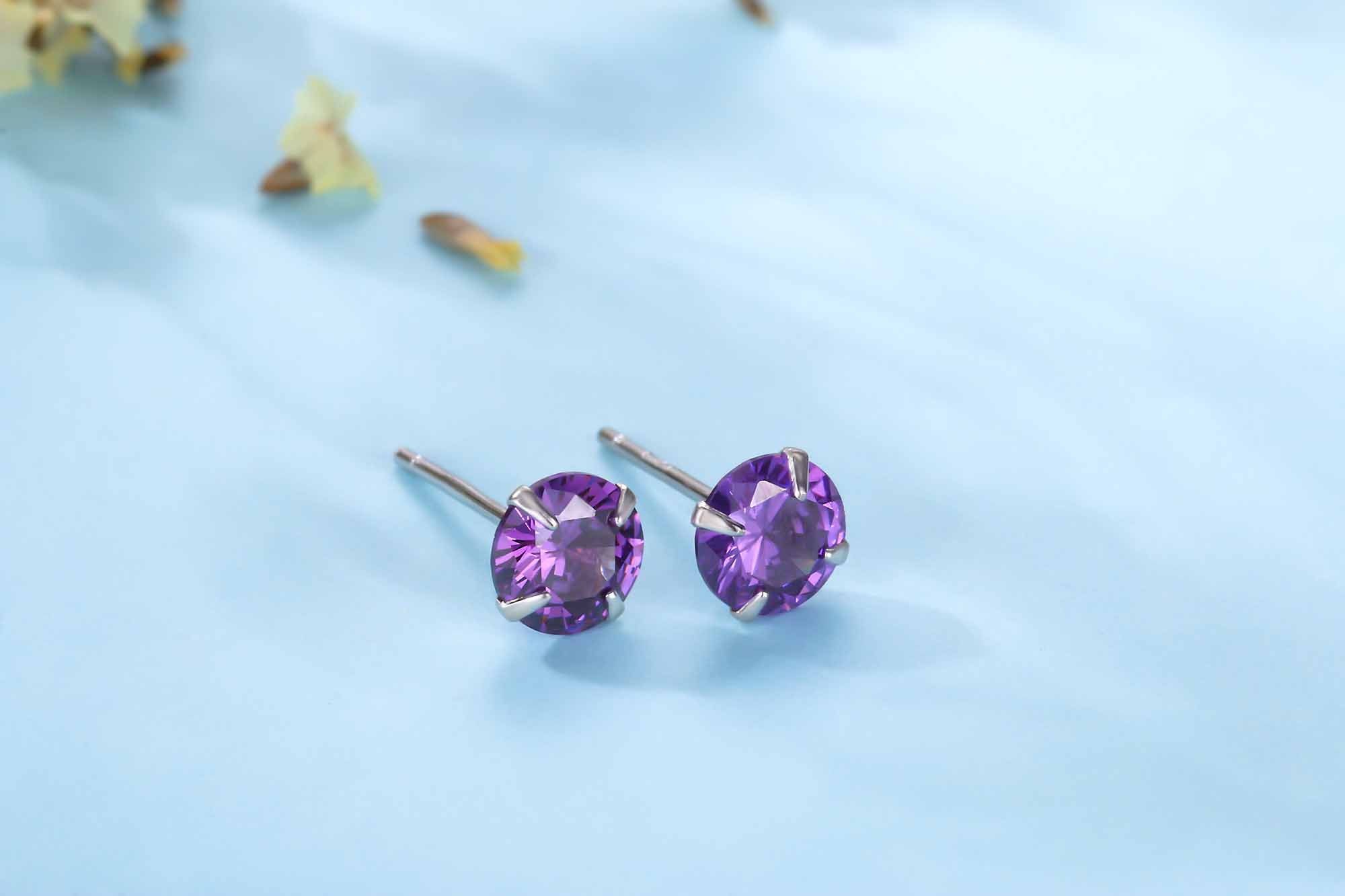Simple CZ White 925 Sterling Silver Round Studs Earrings-Bijou Crush