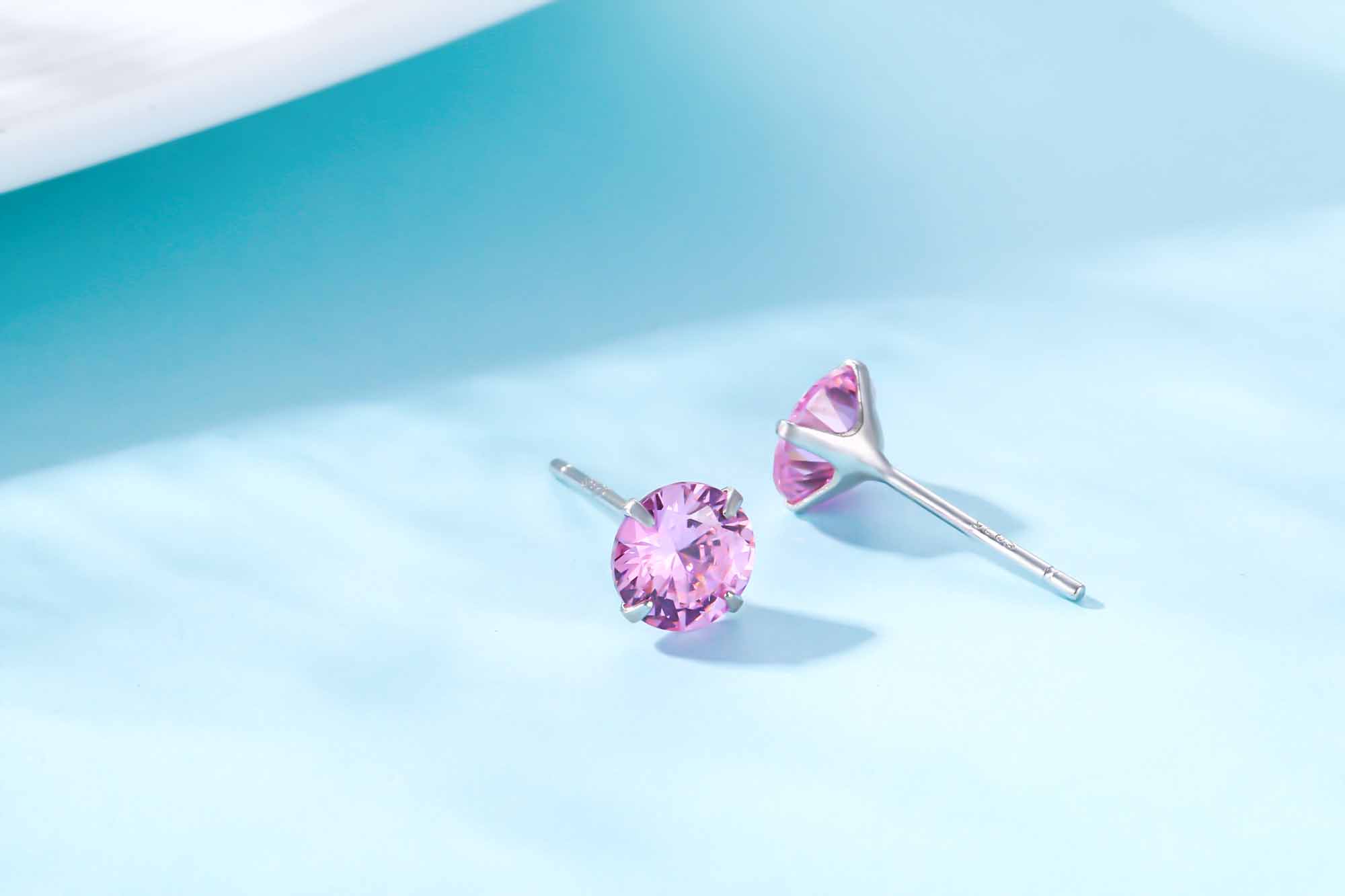 Simple CZ White 925 Sterling Silver Round Studs Earrings-Bijou Crush